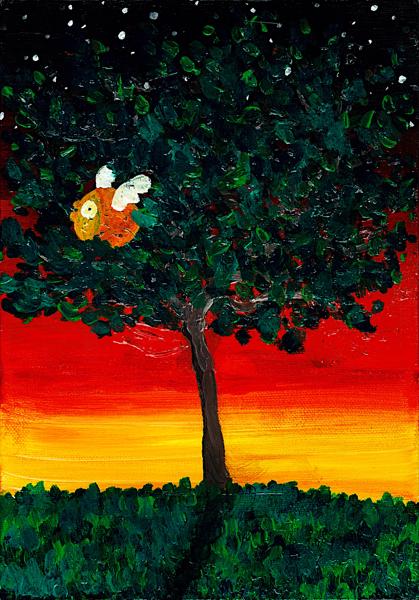 木にひっかかった鳥